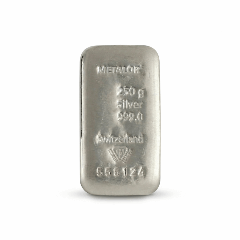 250 Gram Metalor Swiss Silver Bar